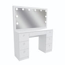 Penteadeira Camarim 7 Gavetas com Espelho e Kit LED - 100% MDF Branco [Iluminação 3 Tons]