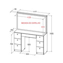 Penteadeira Camarim 7 Gavetas com Espelho e Kit LED - 100% MDF Branco [Iluminação 3 Tons]