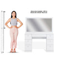 Penteadeira Camarim 7 Gavetas com Espelho e Kit LED - 100% MDF Branco [Iluminação 3 Tons]